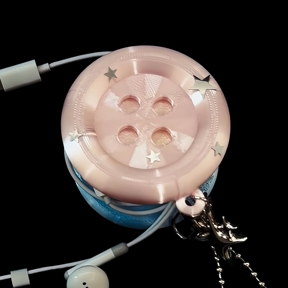 Cable Winder Keychain - Kawaii Cable Organizer Button Earphone Cable