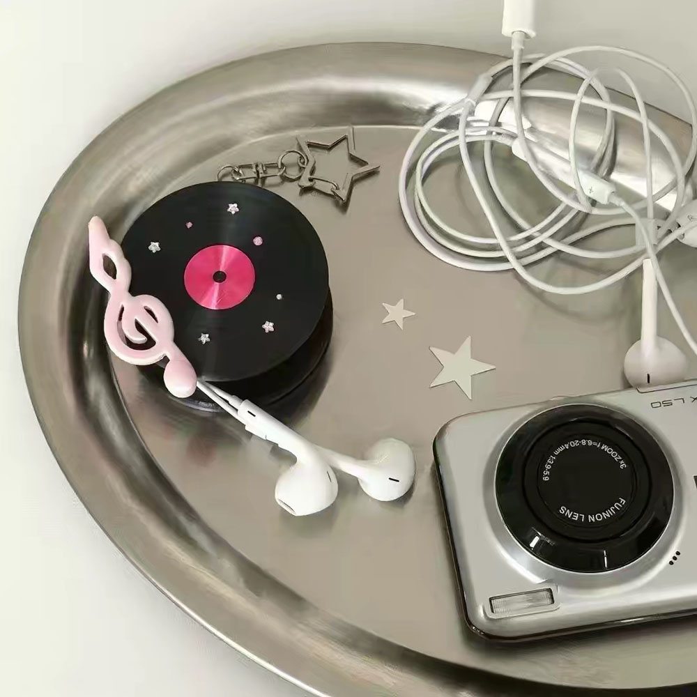 Cable Winder Keychain - Kawaii Vinyl Record Cable Winder with