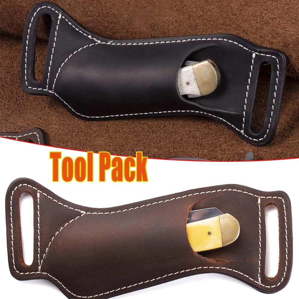 Leather Edc. Carry Pouch - Tactical EDC Folding Knife Sheath Waist