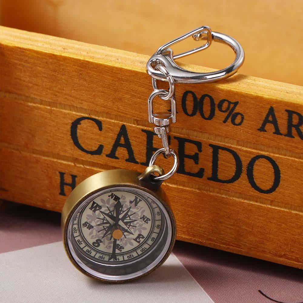 Gold Color Navigation Tools Po - Compass Keychain Mini 评论和价格