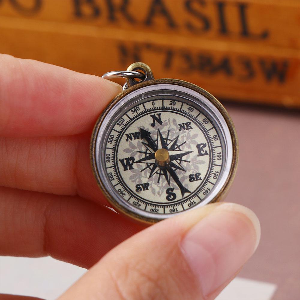 Gold Color Navigation Tools Po - Compass Keychain Mini 评论和价格