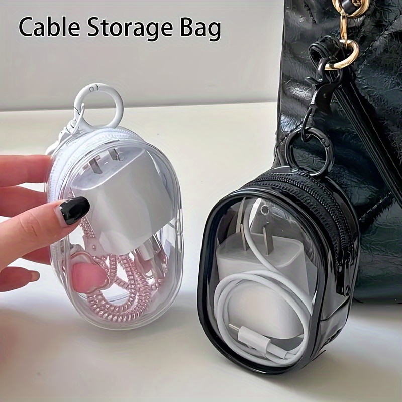 Portable Mini Transparent Stor - Cable Winder Keychain 评论和价格