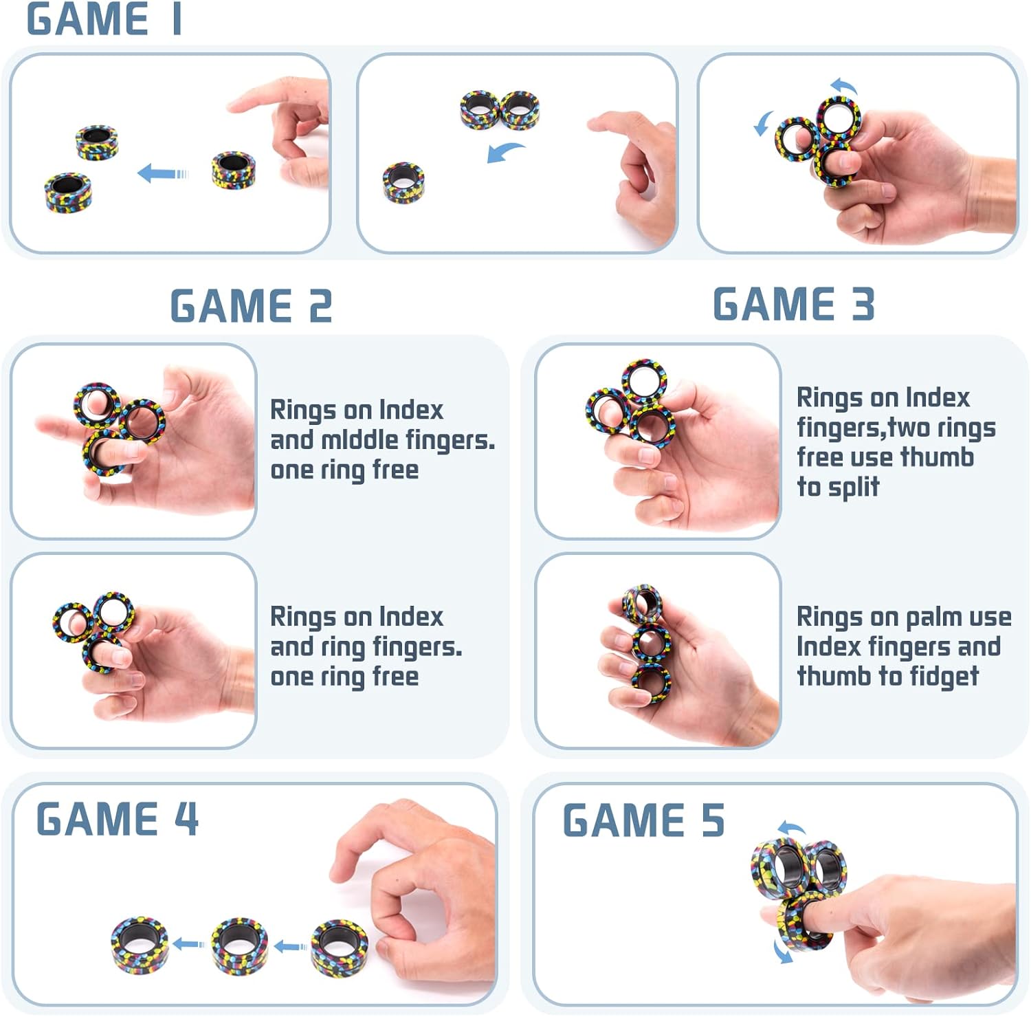Magnetic Rings Fidget Toy Set  - Fidget Spinner Bearing 评论和价格