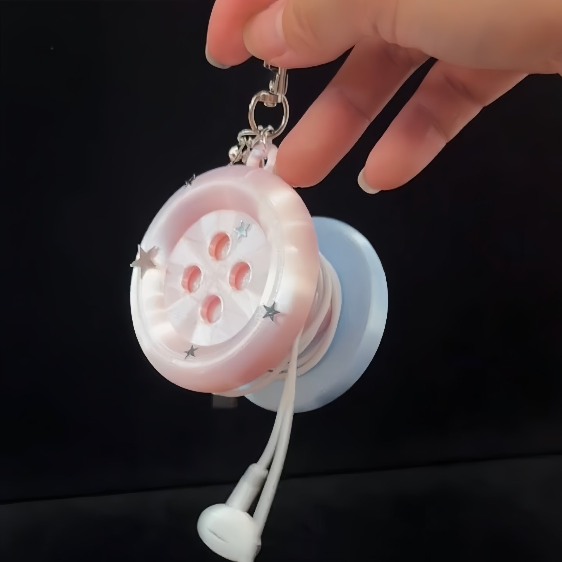 3D Kawaii Round Button Star Ke - Cable Winder Keychain 评论和价格