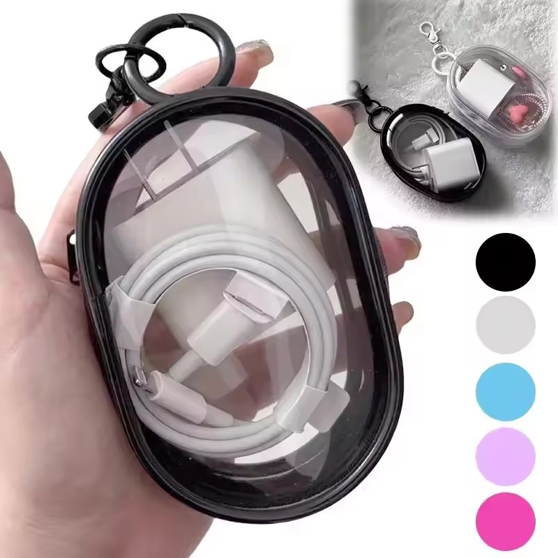 Portable Mini Clear Zipper Sto - Cable Winder Keychain 评论和价格