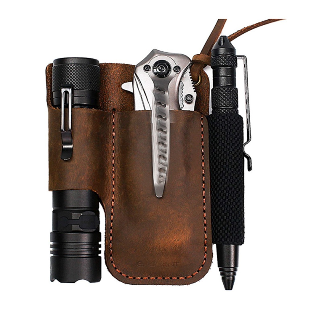 Durable Cowhide Leather Multit - Leather Edc. Carry Pouch 评论和价格