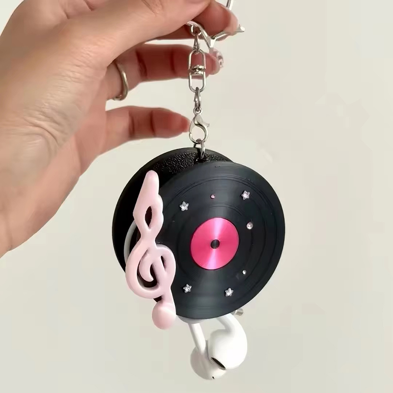 Korean Retro Vinyl Record Head - Cable Winder Keychain 评论和价格